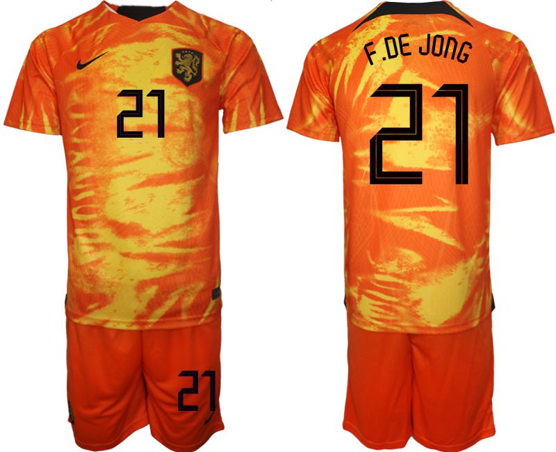 Men 2022 World Cup National Team Netherlands home orange #21 Soccer Jerseys